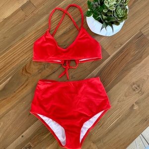 SOLD BNWOT SHEIN red self tie bikini set